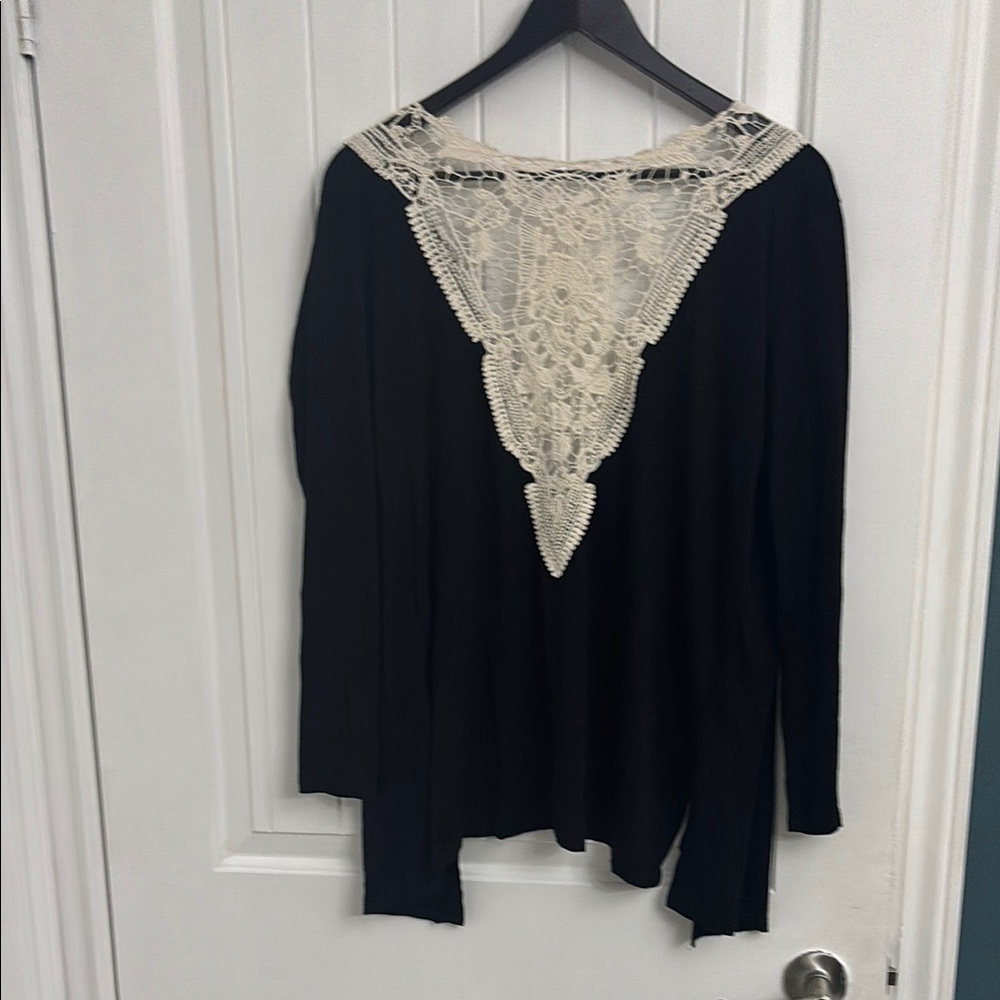 SCARLETT Black Cardigan with Crochet in Back BNWT